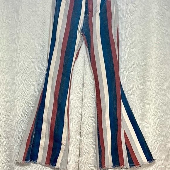 Saints & Hearts Denim - Saints & Heart Striped Flared Wide Leg Women's Jeans~Size L (approx 28x33)